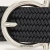 Uomini Ferragamo Cinghie | Cintura Fissa Intrecciata Uomo Nera Taglia 105Cm