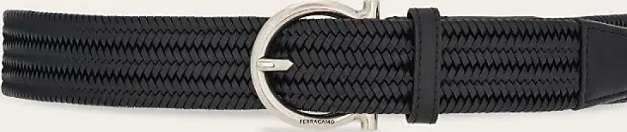 Uomini Ferragamo Cinghie | Cintura Fissa Intrecciata Uomo Nera Taglia 105Cm