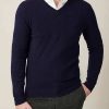 Uomini Luca Faloni Maglioni | Scollo A V In Puro Cashmere Blu Notte