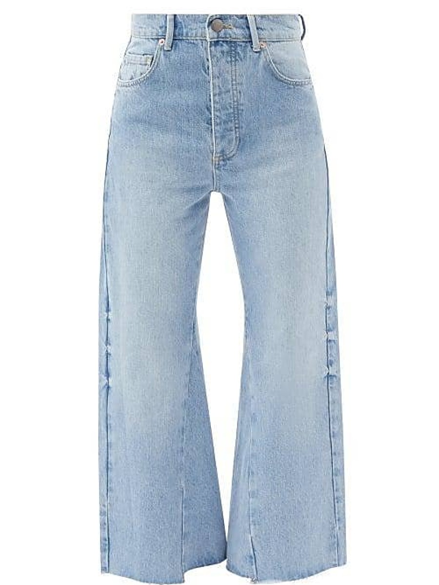 Donne Madre Jeans | Jeans Insert Flare In Misto Cotone Organico - Donna - Blu Chiaro