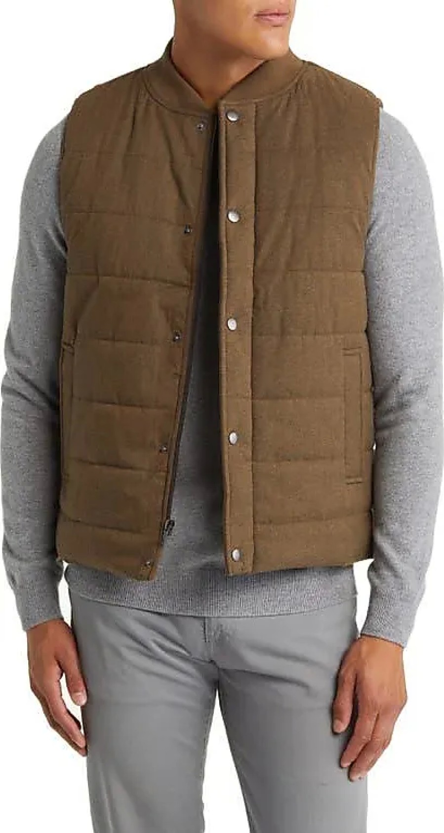 Uomini Johnston e Murphy Gilet | Gilet Tecnico In Flanella Trapuntata Resistente All'Acqua In Erica Di Orso Bruno A Nordstrom, Taglia X-Large