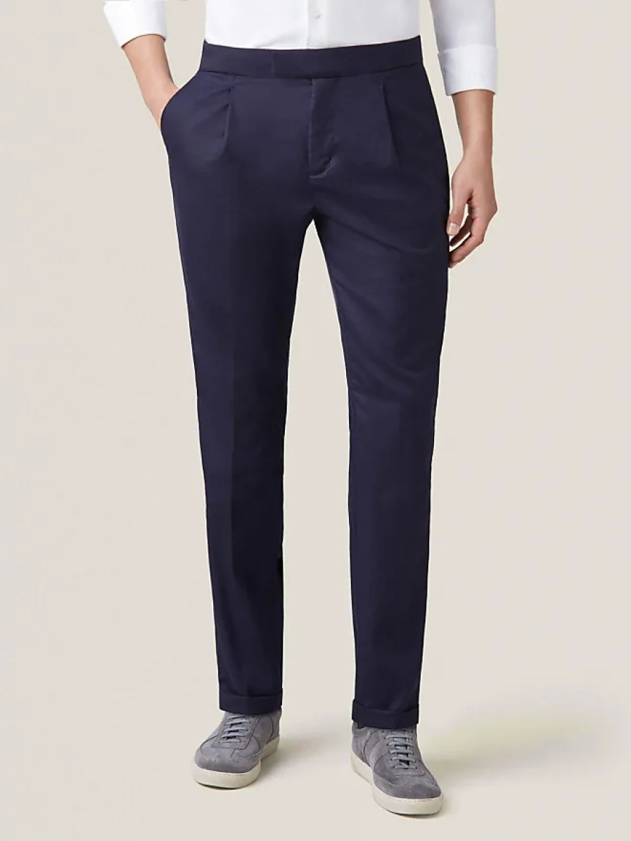 Uomini Paul Smith Pantaloni | Pantaloni Plissettati In Lana Blu Notte