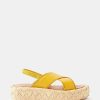 Donne Furgoni Scarpe Estive | Sandali Flatform In Pelle Adom 50 - Donna - Giallo Beige