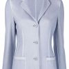 Donne Dunhill Abiti | Blazer Monopetto In Misto Cashmere - Donna - Seta/Montone/Cashmere - 50 - Blu