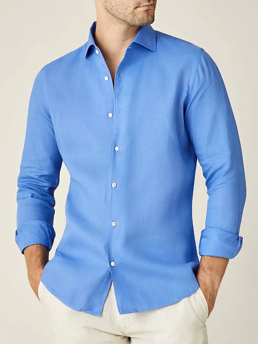 Uomini LLBean Camicie | Camicia Capri Blu Portofino In Lino