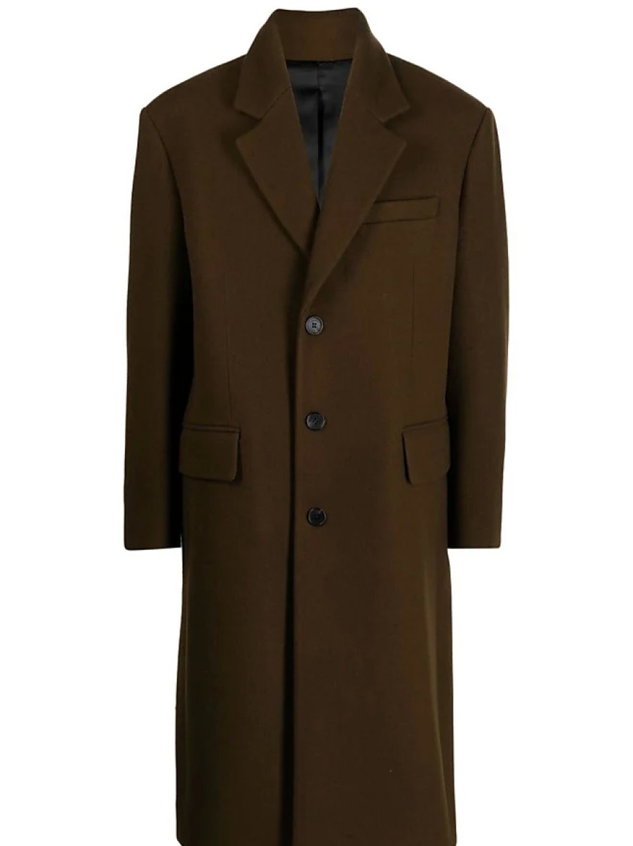 Uomini Paul Smith Cappotti | Cappotto Chesterfield Monopetto - Uomo - Lana/Nylon/Poliestere - M - Marrone