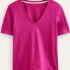 Donne Balenciaga Magliette | T-Shirt Fiammata Con Scollo A V Regolare Festival Fuchsia Women Boden