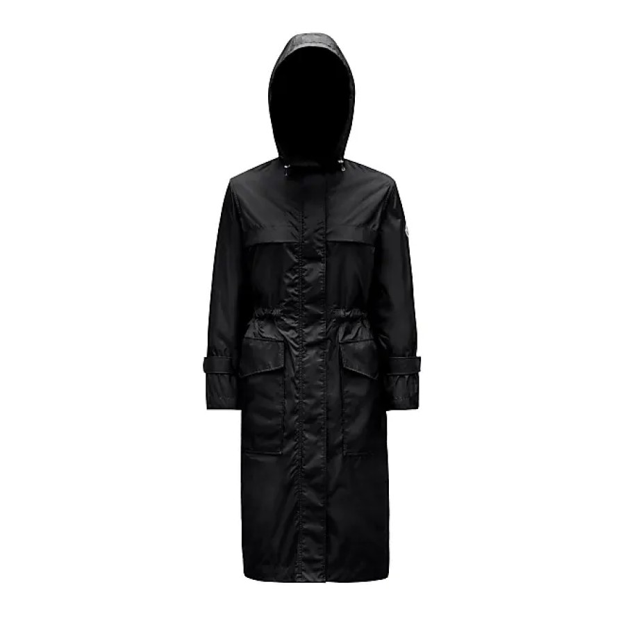 Donne Prada Cappotti | Cappotto Antipioggia Hiengu Nero Taglia 0