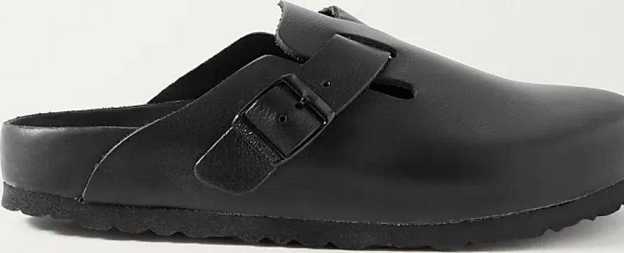 Donne Birkenstock Pantofole | Zoccoli Boston In Pelle Con Bordi Scamosciati - Nero - It35,It36,It37,It38,It39,It42