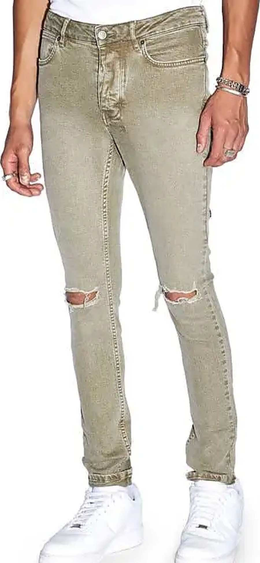 Uomini AJ Morgan Jeans | Jeans Skinny Van Winkle Outback Strappati In Misto Cotone Riciclato In Verde Su Nordstrom, Taglia 30