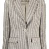 Donne Lardini Abiti | Blazer A Righe In Misto Alpaca - Donna - Alpaca/Lana/Nylon/Acetato/Poliestere - 40 - Grigio