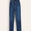 Donne Madre Jeans | Jeans True Straight A Vita Alta Indigo Donna Boden