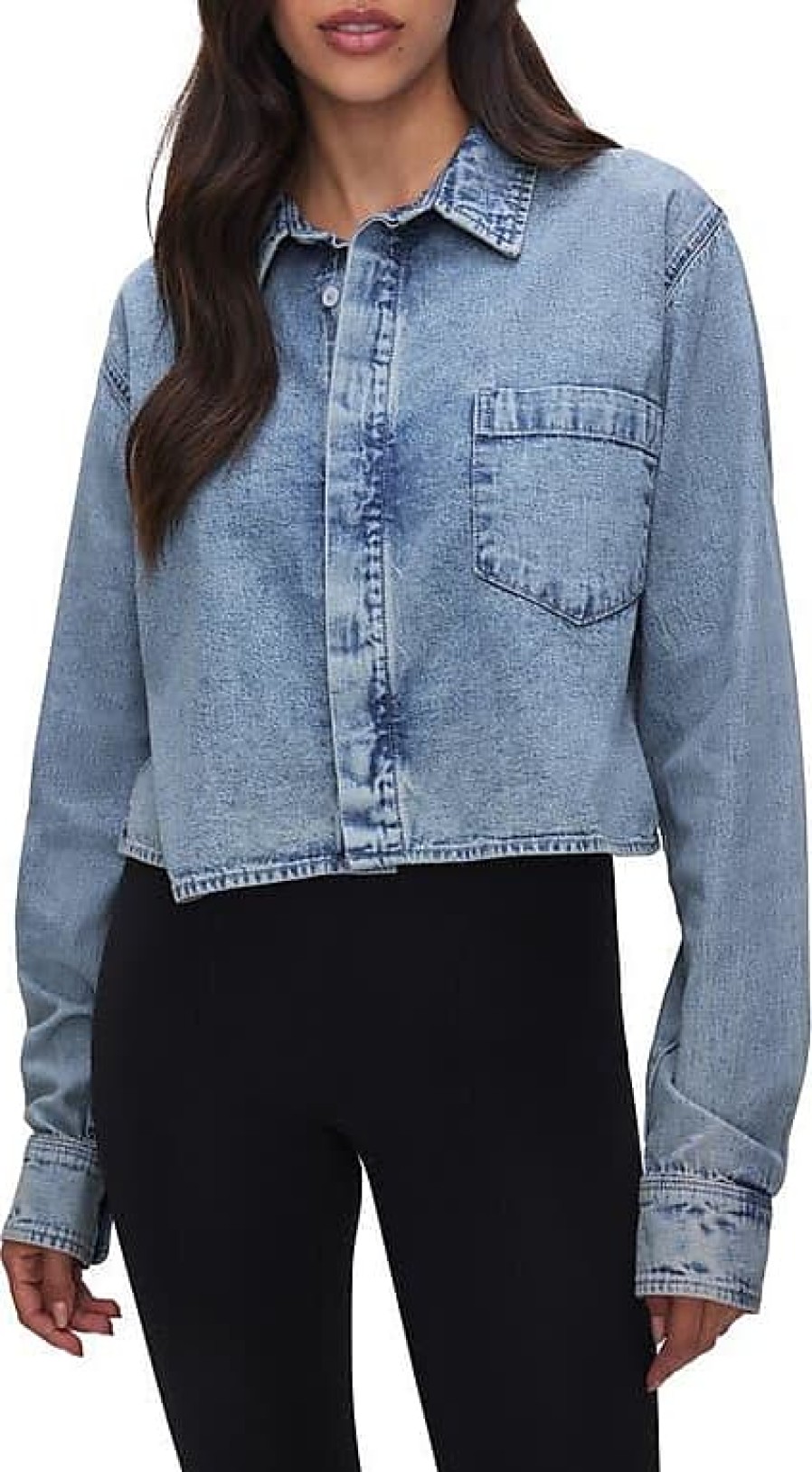 Donne Denim Slvrlake Camicie | Camicia Di Jeans Corta In Indigo553 A Nordstrom, Taglia Grande