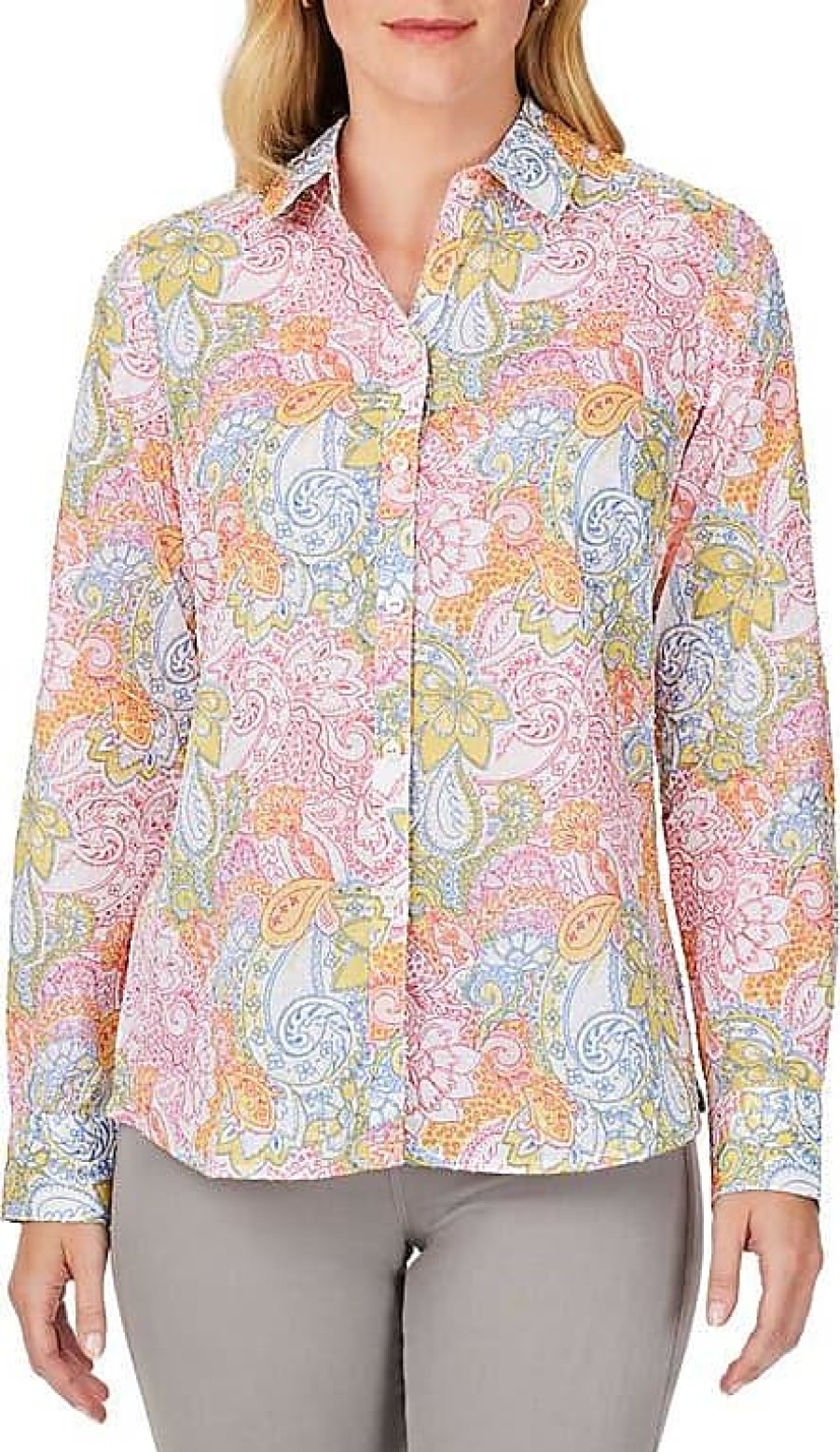 Donne N°21 Camicie | Camicia Abbottonata In Cotone Floreale Ava Batik In Rosa Francese Su Nordstrom, Taglia 10