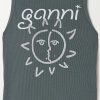 Donne Abbigliamento Vuori Magliette | Canotta In Jersey A Coste Stampato - Grigio - Xx Small,X Small,Small,Medium,Large