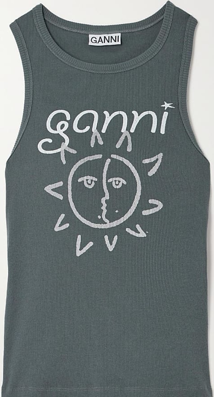 Donne Abbigliamento Vuori Magliette | Canotta In Jersey A Coste Stampato - Grigio - Xx Small,X Small,Small,Medium,Large