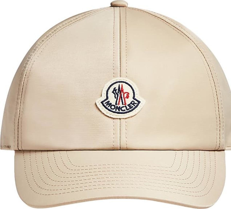 Donne Moncler Tappi | Berretto Da Baseball In Raso Beige Taglia Unica