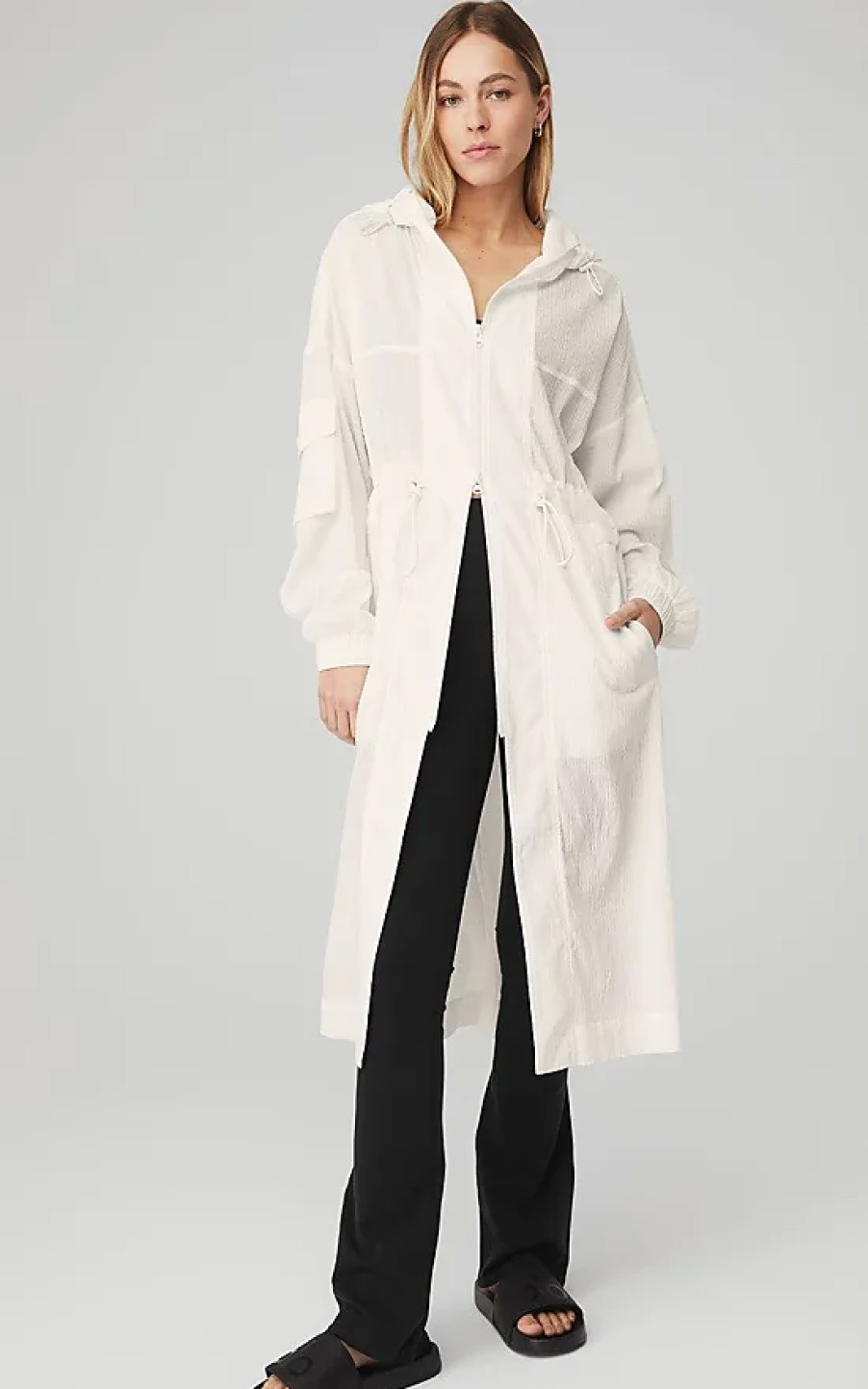 Donne Moncler Cappotti | Cappotto Leggero Summer Nights In Bianco Avorio, Taglia: M | Alo Yogaae