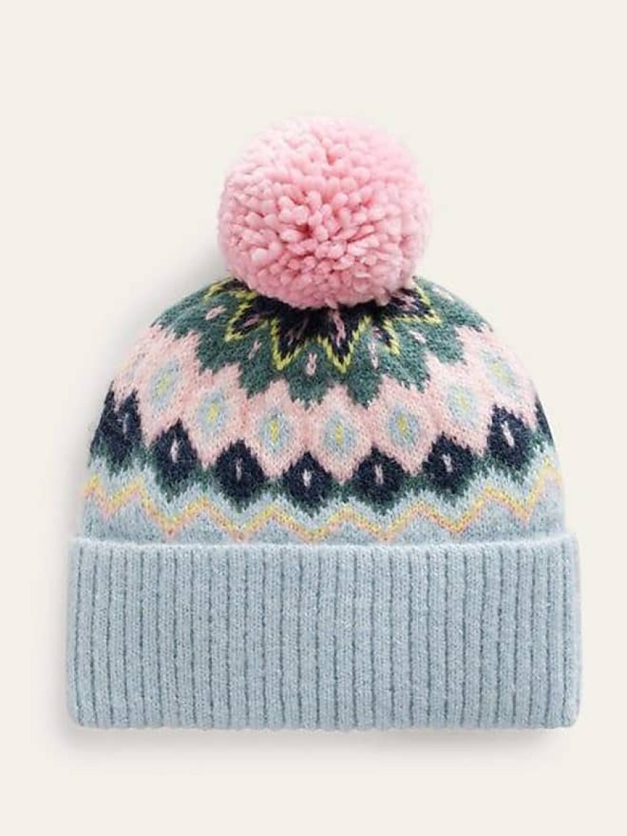 Donne Talbot Cappelli Invernali | Cappello Fair Isle Soffice Verde Fumo/Multi Da Donna Boden