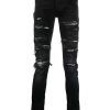 Uomini Luca Faloni Jeans | Jeans Skinny Effetto Consumato Grateful Dead - Uomo - Poliestere/Cotone/Spandex/Elastan - 32 - Nero