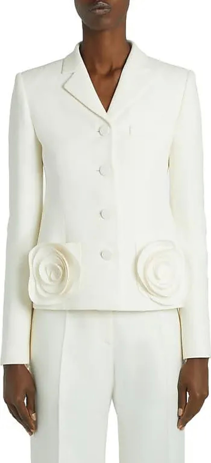 Donne Reiss Abiti | Blazer In Lana E Seta Con Tasca Rosa In Avorio Presso Nordstrom, Taglia 6 Us