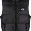 Donne Palm Angels x Moncler Gilet | Gilet Imbottito Con Toppa Con Logo - Uomo - Piumino/Poliammide/Poliestere - S - Nero