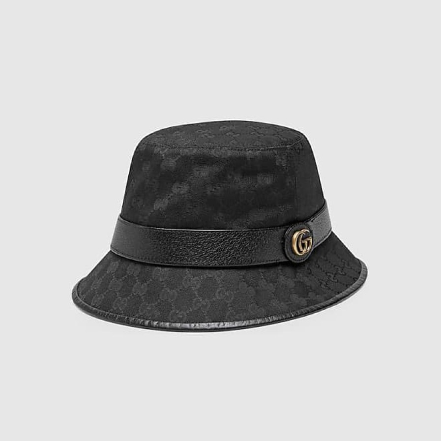 Donne Moncler Cappelli | Cappello Da Pescatore In Tela Gg Con Doppia G, Taglia Xxl, Nero, Tela