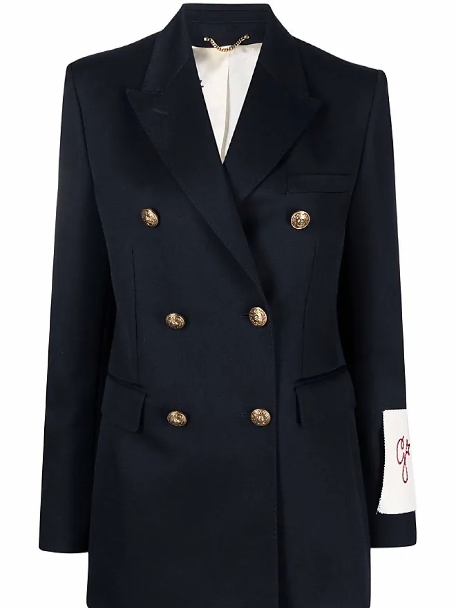 Donne Dunhill Abiti | Blazer Doppiopetto - Donna - Poliestere/Poliestere/Viscosa/Lana Vergine - 36 - Blu