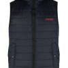 Uomini Moncler Gilet | Gilet Imbottito Con Stampa Logo - Uomo - Poliammide Riciclata/Poliammide/Poliestere/Poliestere Riciclato - M - Blu