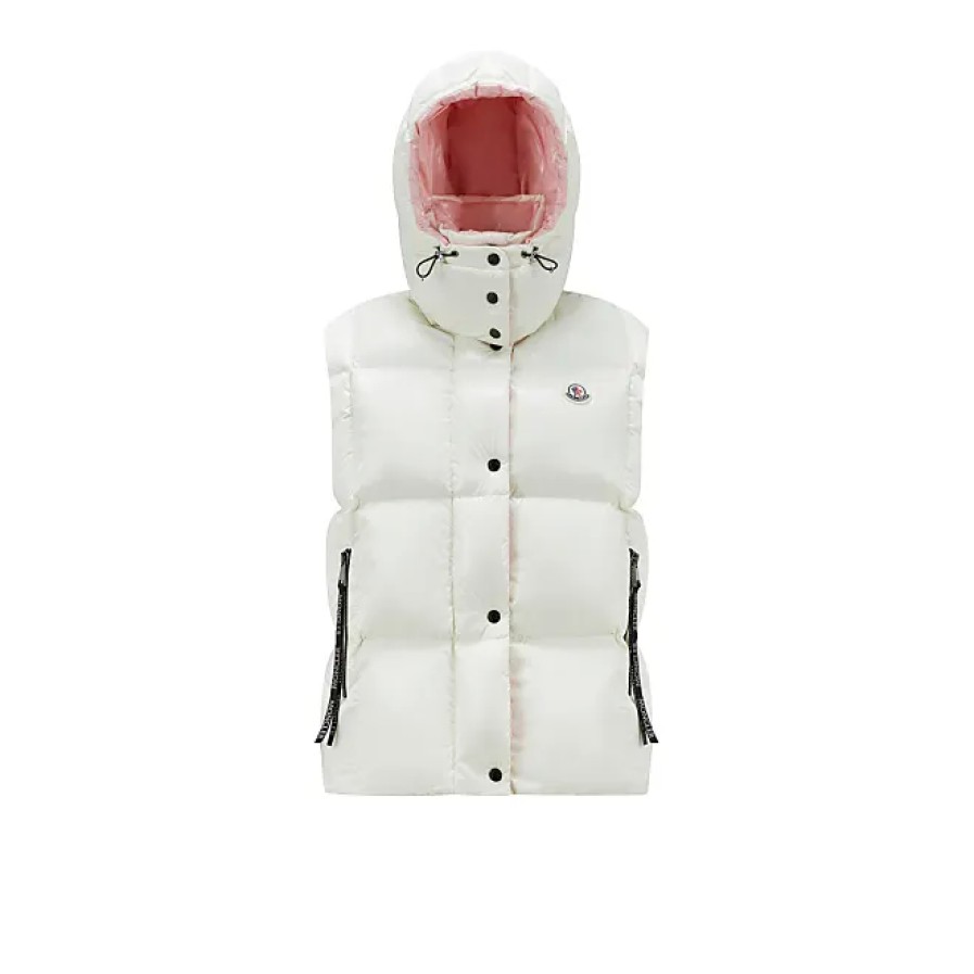 Donne Moncler Gilet | Gilet In Piumino Luzule Bianco Taglia 1