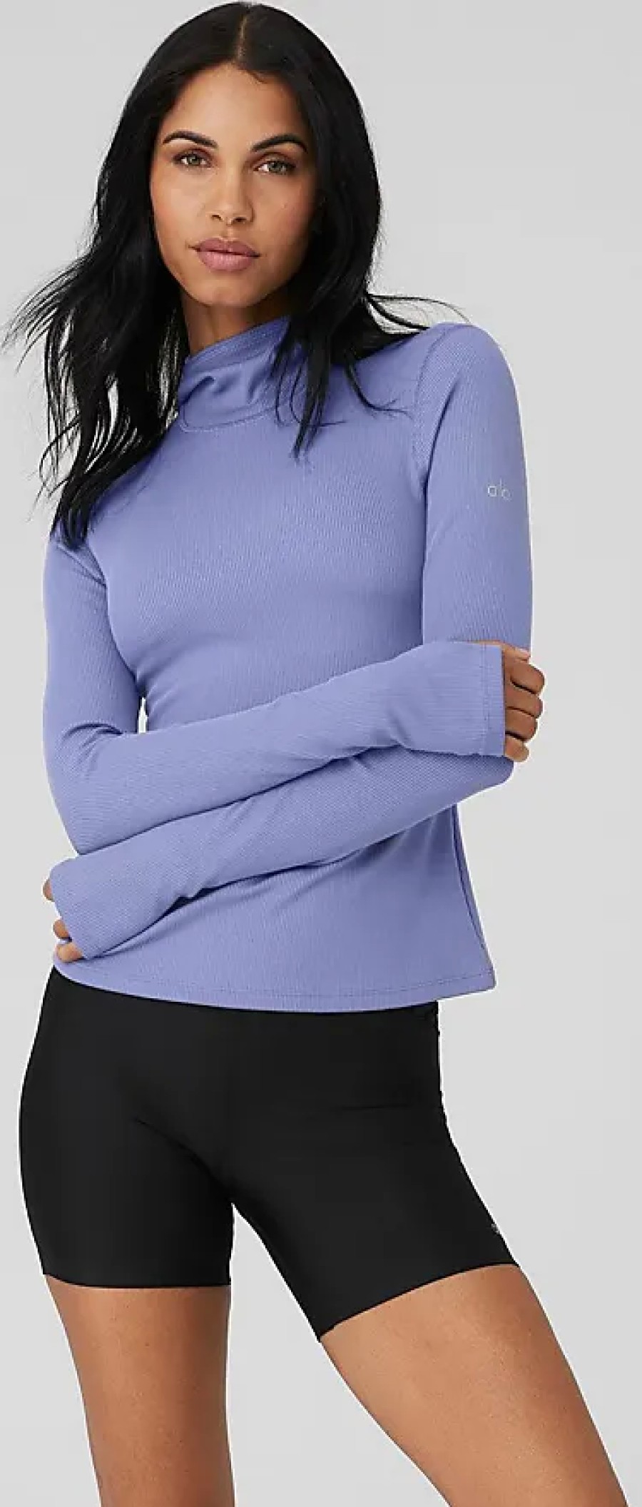 Donne Alo Yoga Magliette | Maglia A Maniche Lunghe Frontrunner A Coste Alosoft In Blu Infinito, Taglia: Xs